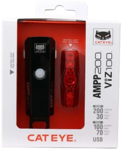 Cateye AMPP 200 / VIZ 100 Set - Front & Rear